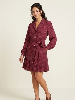 Free Assembly Mini Shirtdress Women Size XXL Maroon 100% Polyester Long Sleeve